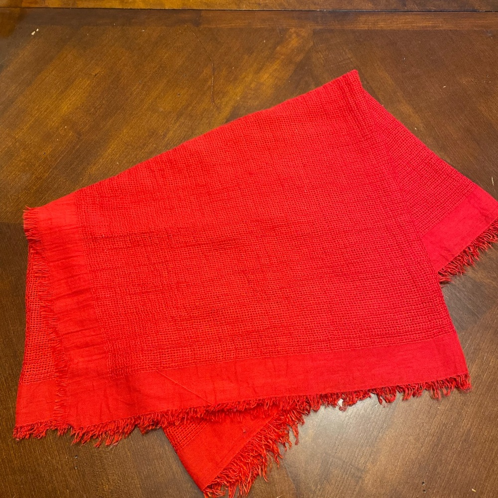 Vibrant Red Textured Scarf